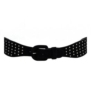 RARE VTG Yves Saint Laurent Designer YSL Black Leather Studded Gem Belt 2816 Sm